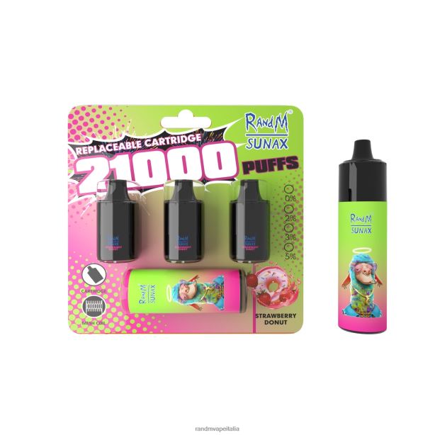 ciambella alle fragole RandM Sunax Dispositivo di vaporizzazione sostituibile con pod di controllo del flusso d'aria 21000 1 pz X0ZJZ267 - RandM vape Milano