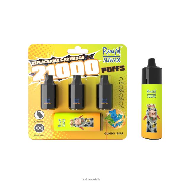 orsetto gommoso RandM Sunax Dispositivo di vaporizzazione sostituibile con pod di controllo del flusso d'aria 21000 1 pz X0ZJZ268 - RandM tornado gusti
