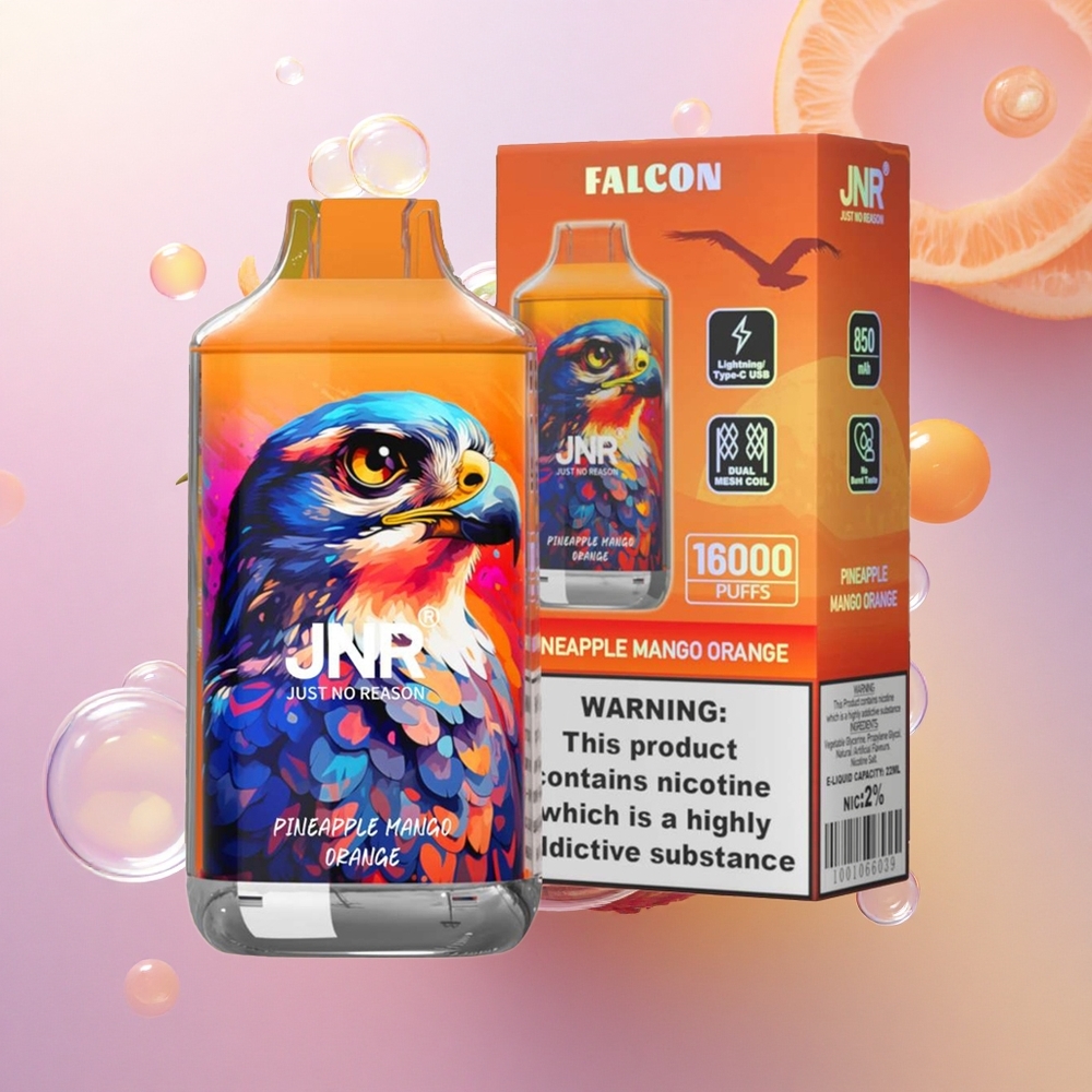 JNR Falcon 16000 Ananas Mango Arancia 850mAh 22ml Dual Mesh 0% Nicotine