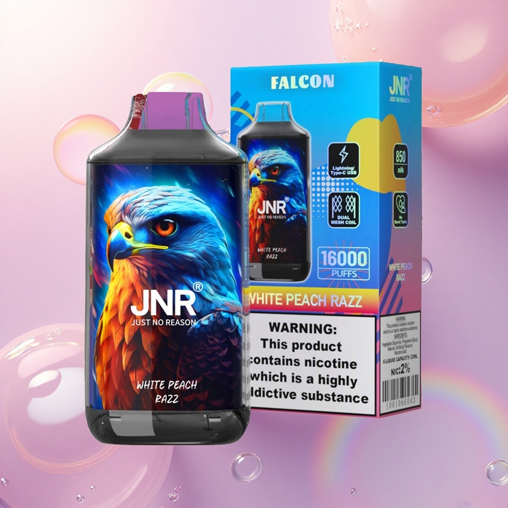 JNR Falcon 16000 Pesca Bianca Lampone con 22ml e Nicotina 0% 2%