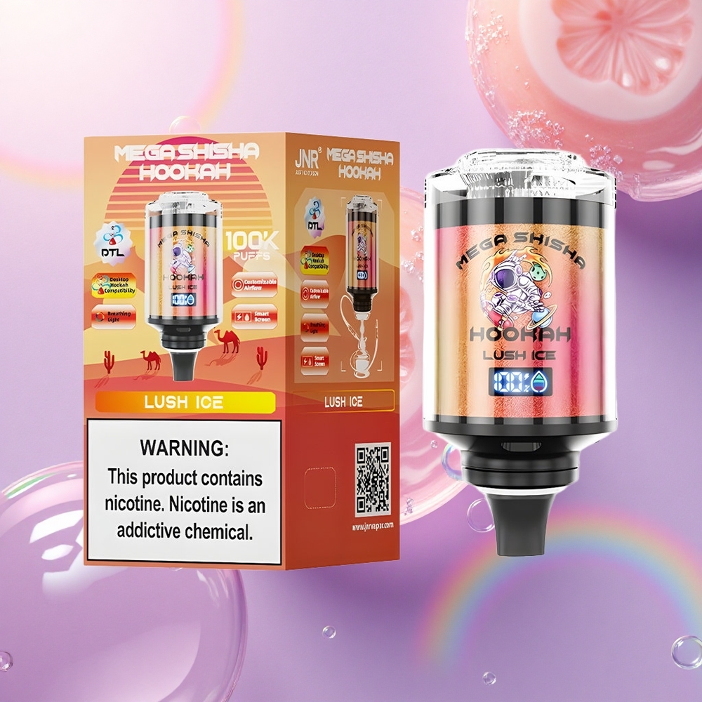 JNR Mega Shisha Hookah 100K Ghiaccio Rigenerante 2200mAh 60ml