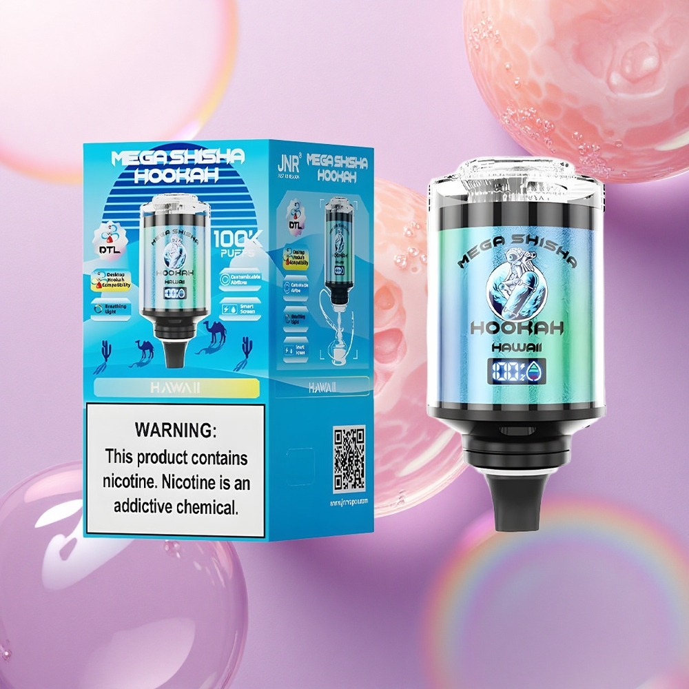 JNR Mega Shisha Hookah 100K Hawaii Luce Interattiva 60ml 2200mAh Nicotina 2%
