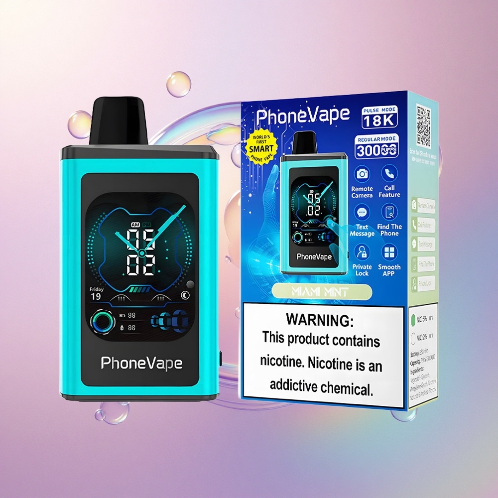 JNR PhoneVape 30000 Miami Menta Ricaricabile 850mAh Modalità Turbo Flusso Aggiustabile