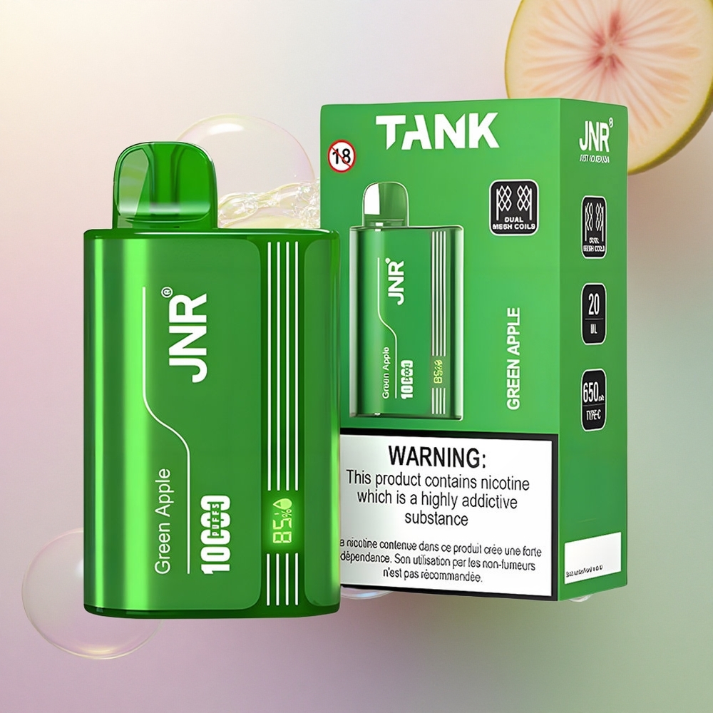 JNR Tank 10000 Mela Verde Pesca Pera con Display Digitale e Dual Mesh Coil