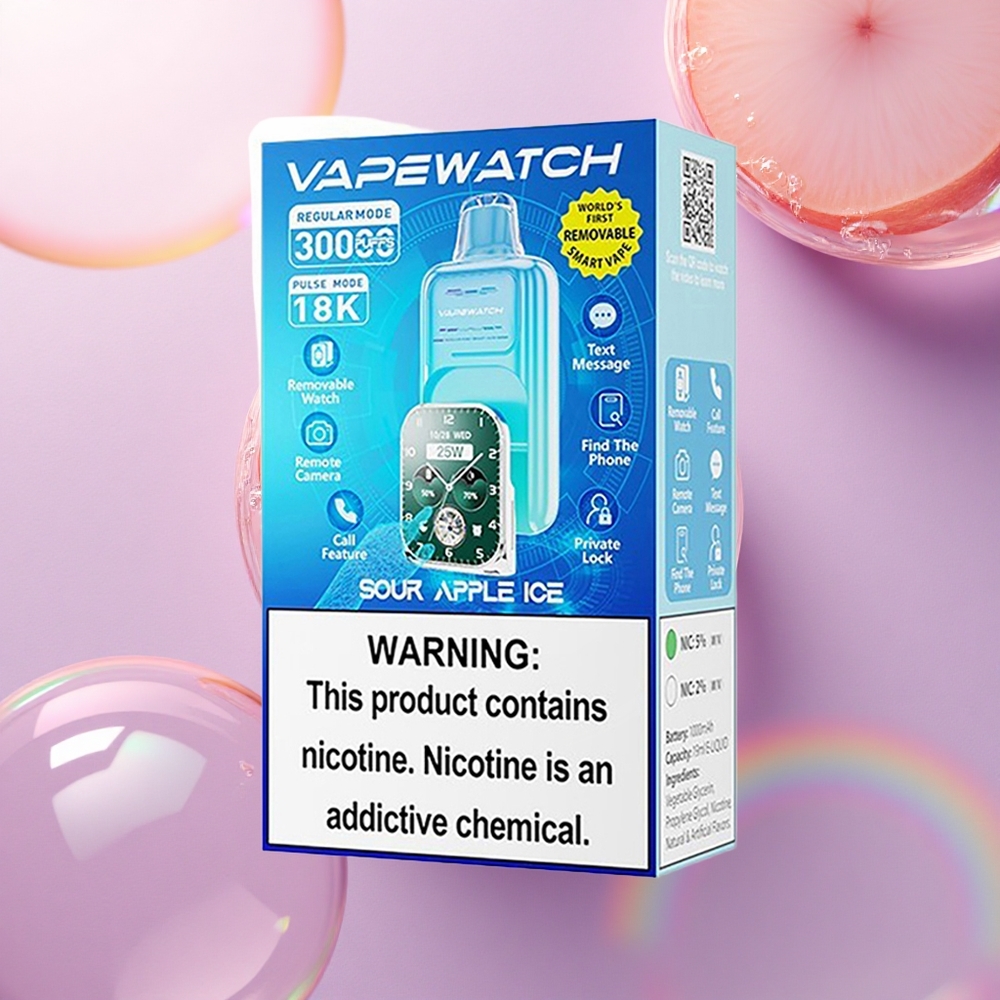 JNR VapeWatch 30000 Mela Acida Ghiaccio Dual Mesh Coil 5% Nicotina