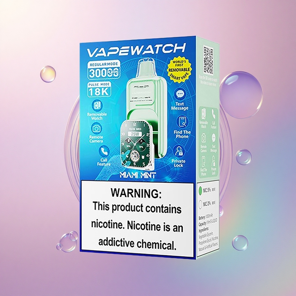 JNR VapeWatch 30000 Menta di Miami 19mL 5% Nicotina Dual Mesh Coil