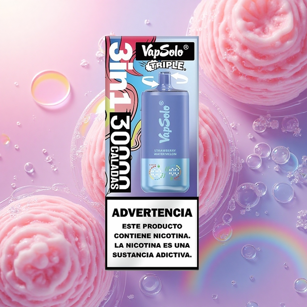 Vapsolo Triple 30000 Puffs Fragola Anguria & Mirtillo Ghiaccio con 40ml di E-Liquido e Nicotina 20mg/ml
