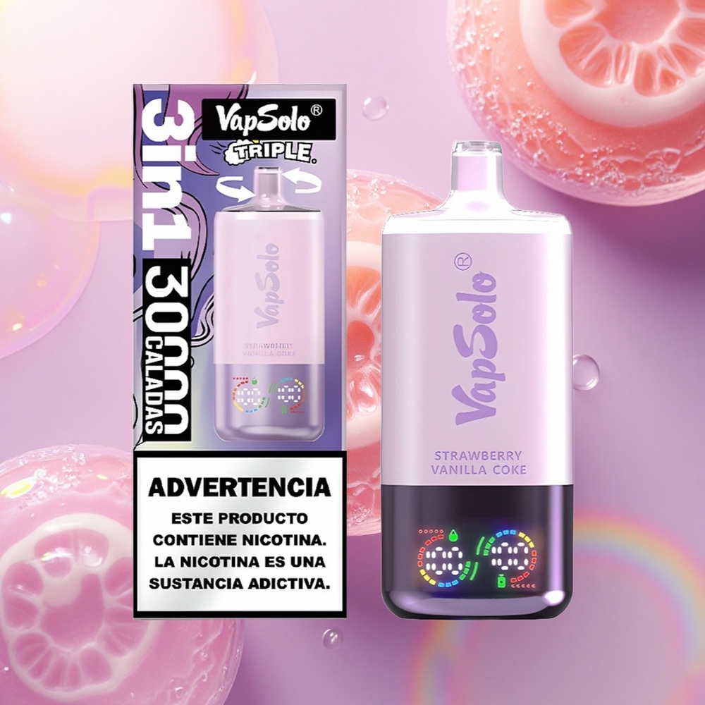 Vapsolo Triple 30000 Puffs Fragola Vaniglia Coke con 40ml e-liquid e nicotina 20mg/ml