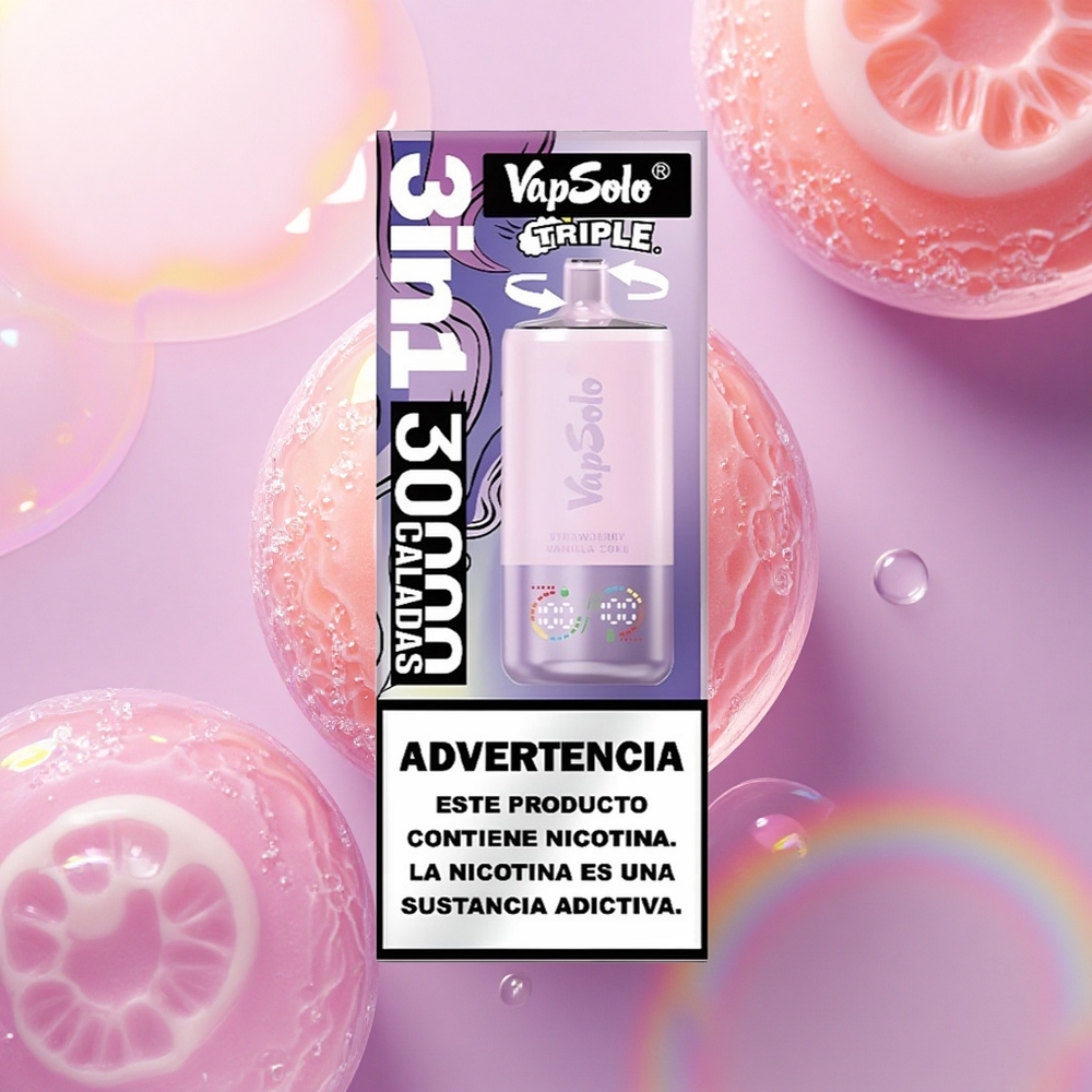 Vapsolo Triple 30000 Puffs Fragola Vaniglia Coke con 40ml e-liquid e nicotina 20mg/ml
