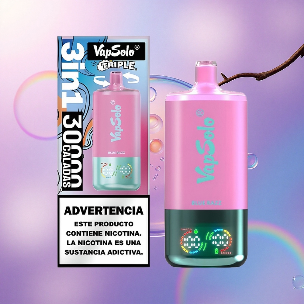Vapsolo Triple 30000 Puffs Lampone Blu Triplo 40ml 20mg Nicotina Tipo-C