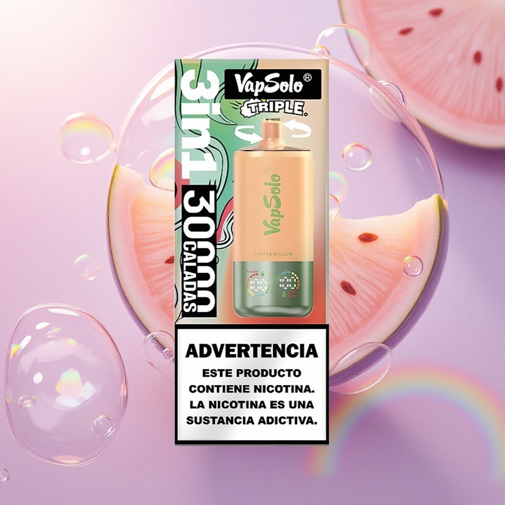 Vapsolo Triple 30000 Puffs Melone Triplo con 40ml e Nicotina 20mg/ml