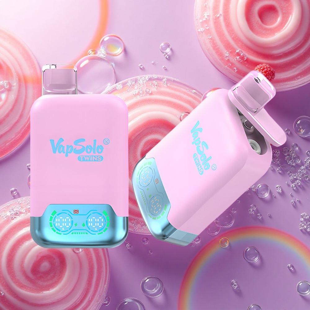 Vapsolo Twins 20000 Puffs Drago di Ghiaccio Nero Fragola & Lampone Anguria con 40 ml di Liquido e Nicotina 20mg/ml