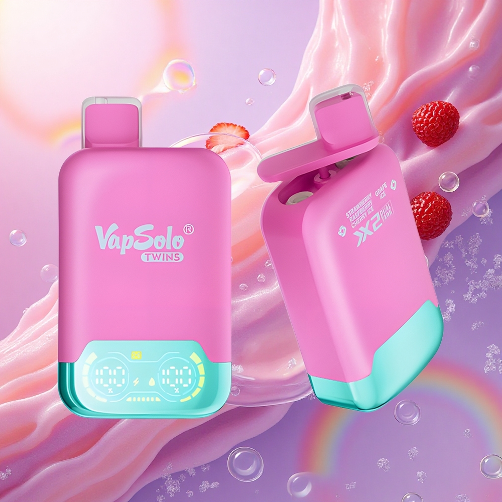 Vapsolo Twins 20000 Puffs Fragola Lampone Ciliegia Ghiaccio & Uva Ghiaccio con 40ml e-Liquido e 20mg/ml Nicotina