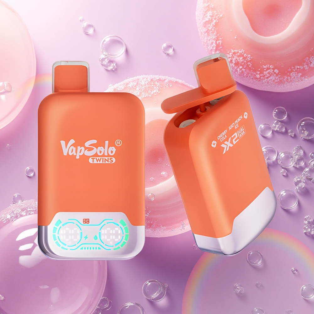 Vapsolo Twins 20000 Puffs Ghiaccio di Ciliegia Cola & Pesca Succosa con 40ml E-Liquido e Nicotina 20mg/ml