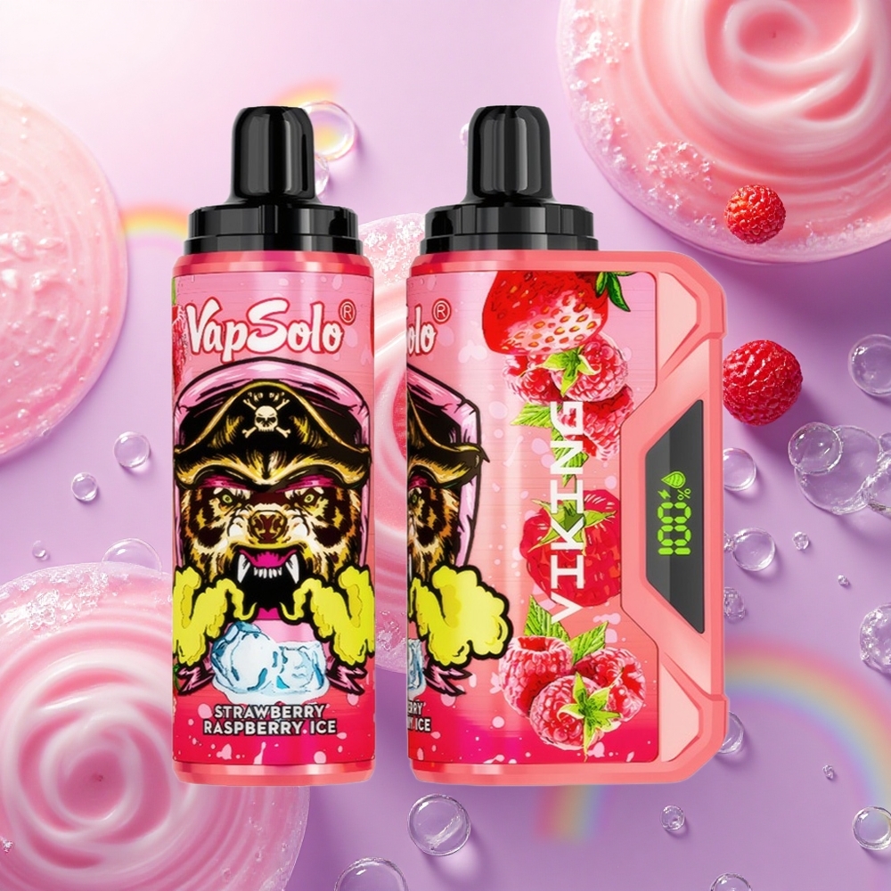 VapSolo VIKING 12000 Puffs Gelso Lampone Ghiaccio 22ml 20mg Nicotina
