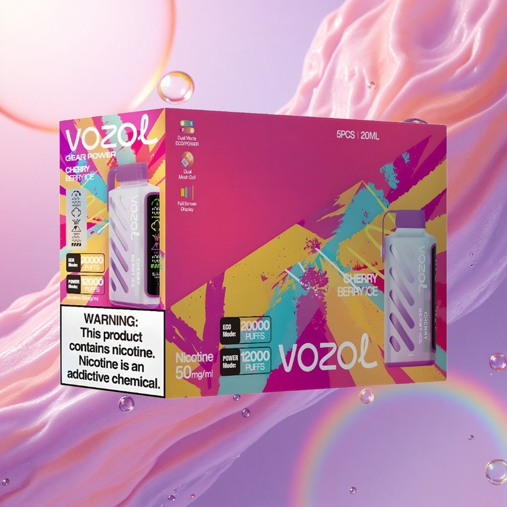 VOZOL Gear Power 20000 Puffs Gelato di Ciliegia e Bacche con Dual Mesh Coil e 20mL