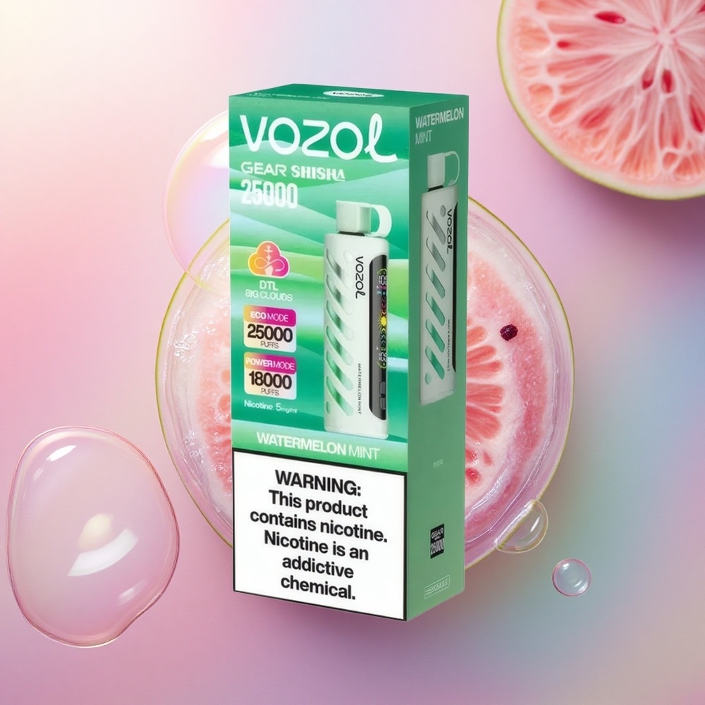VOZOL Gear Shisha 25000 Puffs Anguria Menta con 5mg/ml di Nicotina e Dual Mesh