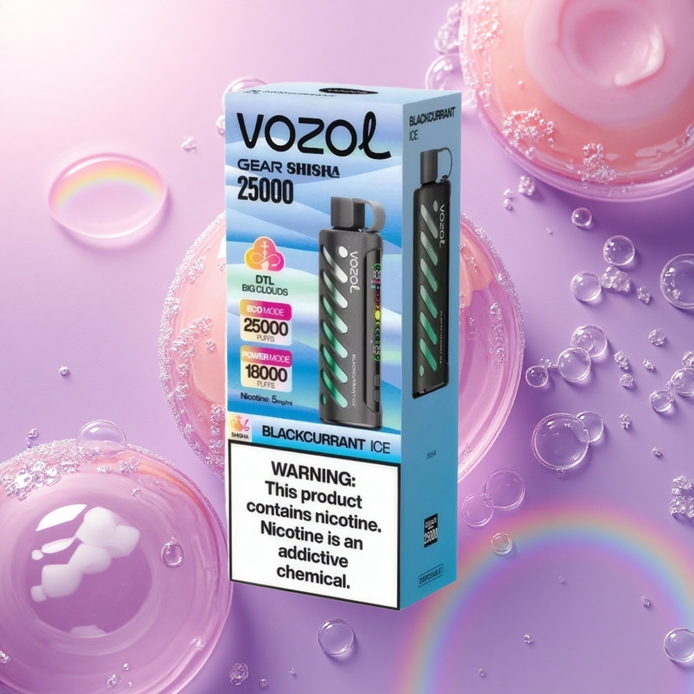 VOZOL Gear Shisha 25000 Puffs Gelato di Ribes Nero con 5mg/ml Nicotina e 1000mAh