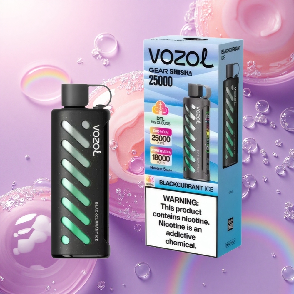 VOZOL Gear Shisha 25000 Puffs Gelato di Ribes Nero con 5mg/ml Nicotina e 1000mAh