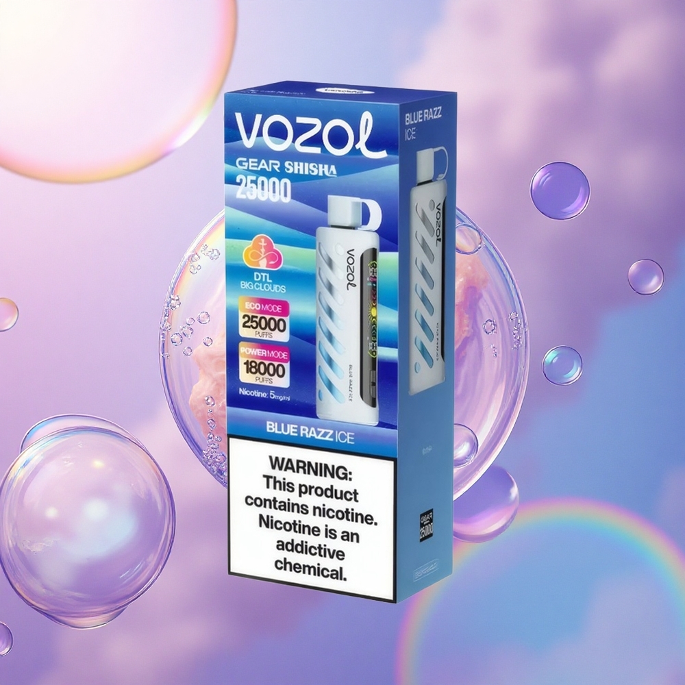VOZOL Gear Shisha 25000 Puffs Ghiaccio Lampone Blu Dual Mesh 1000mAh